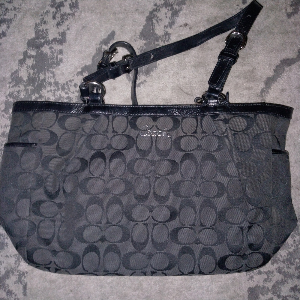 Coach Black Signature Jacquard Shoulder Bag